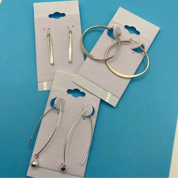 Silver Tone Pierced Earrings Bundle of Three Pairs - Picture 6 of 6